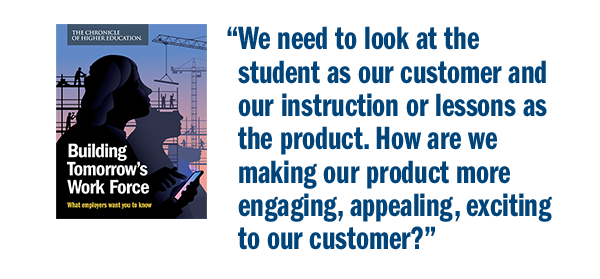 We need to look at the student as our customer and our instruction or lessons as the product. How are we making our product more engaging, appealing, exciting to our customer?"